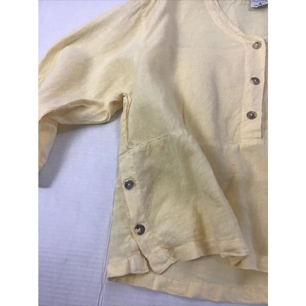 Click Color Me Cotton Size Medium Linen Lagenlook Linen Blouse Back Multi Split - Picture 3 of 10